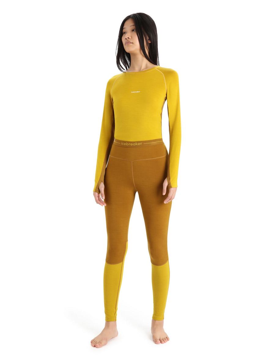 Women's Icebreaker 200 ZoneKnit™ Merino Leggings Base Layers Clove / Silent Gold | CA 1100ILHS